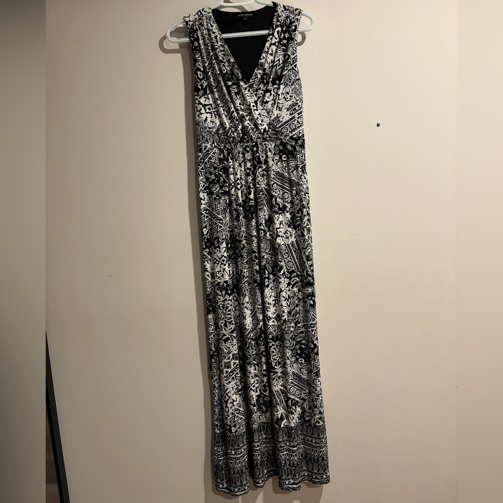 Mario Serrani Made in Italy Black and White Patterned Maxi Dress